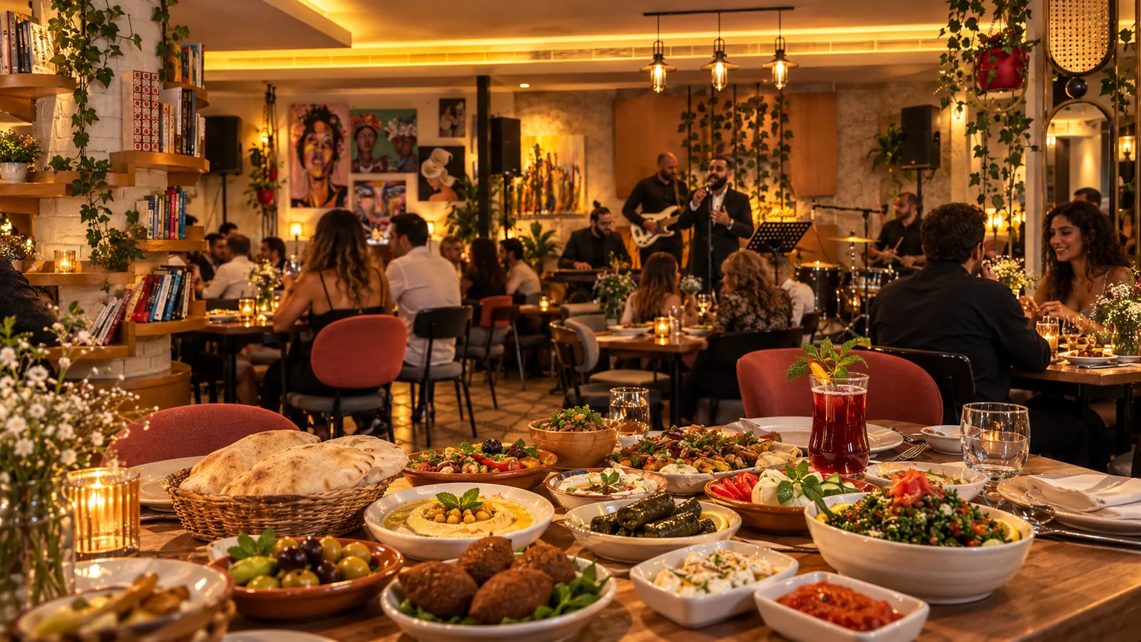 Mezze spread with live music at Beit Setelkel